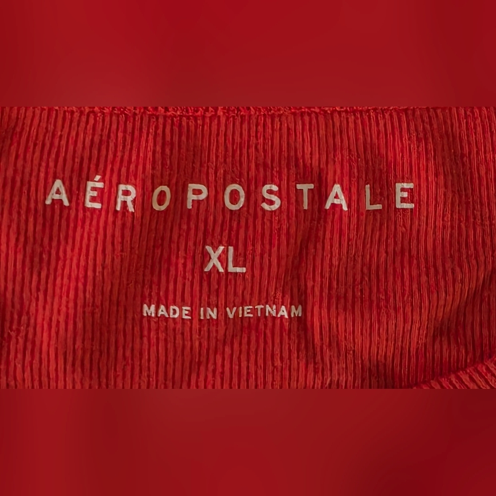Aeropostale Red Fitted Short Sleeve Crop Top - Picture 2 of 5